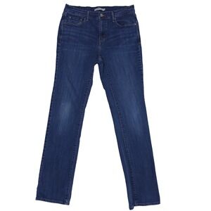 Levis 505 Straight Jeans 8L Womens Mid Rise Classic Fit Dark Wash Blue
